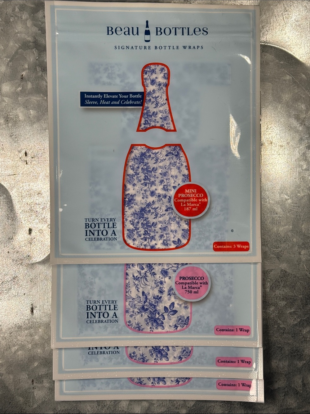 Beau Bottles Blue Floral Signature Bottle Wraps** PLS READ DESCRIPTION ** Bundle